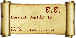 Berczik Boglárka névjegykártya